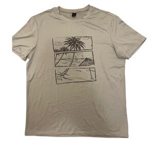 Manfinity Men's Gray Graphic T-Shirt Palm‎ Tree Beach Print Size L